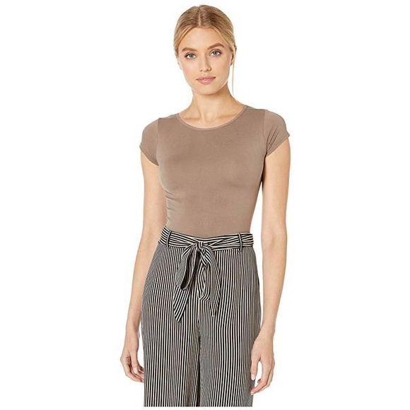 Free People Tops - NWT Free People Women's Taupe Nylon Round Neck Seamless Cropped Top Size M/L